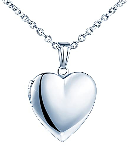 MicVivien Collana da Donna Pendente Medaglione Porta Foto in Acciaio Inossidabile, Collana con Ciondolo Cuore Personalizzata Collane Gioielli per Mamma Donne Ragazze
