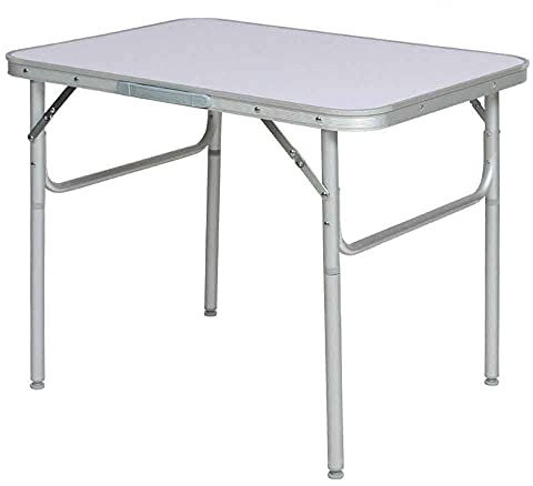 BAKAJI Table pour Camping, Pique-Nique, Structure en Aluminium, Plateau en Fourmi, Pieds réglables en 2 hauteurs 25/50 cm, Pliable dans Une Mallette pour Plage ou Jardin (60 x 45 x 50 cm)