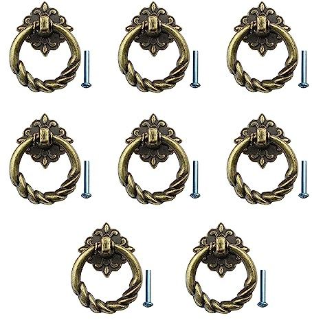 Nonbranded 8 Stück Zuggriffe, Vintage-Knöpfe, Bronze, antik, Möbelgriff, geeignet für Schränke, Schminktische, Möbel usw. (Bronze)
