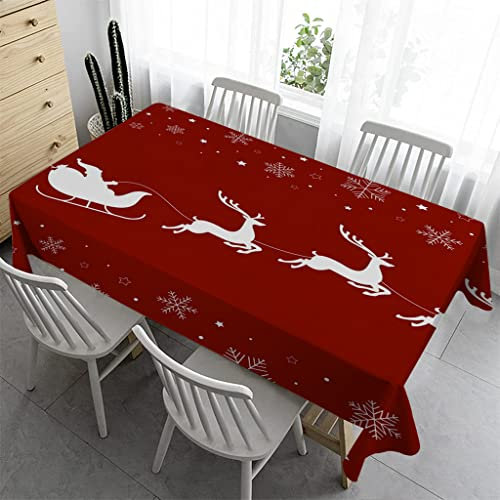 Syhi Qlty Outdoor Tischdecke 140 x 260 cm - Outdoor-Tischdecken Bierbank Tischdecke Geburtstag Wasserabweisender Stoff Tischdecke für Biertisch Draußen Party - DREI Weihnachtshirsche
