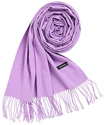 Whoiy Cashmink Schal, Xxl Schal Damen Winter Kuschelig Einfarbig mit Quaste Helles Lila 200X70cm Warmer Winterscha