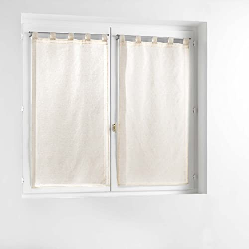 Suavidad Interior, par de visillos con Trabillas (2 x 60 x 120 cm) Norine, Efecto Lino Tejido