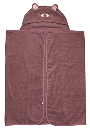 Pippi Unisex Baby Badehandtuch aus 100% Bio-Baumwolle mit niedlichen Tiergesichtern