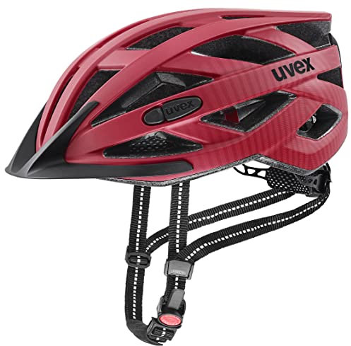 uvex City i-vo - Leichter Fahrradhelm für Damen und Herren - individuelle Größenanpassung - LED-Licht - Ruby red matt - 52-57 cm