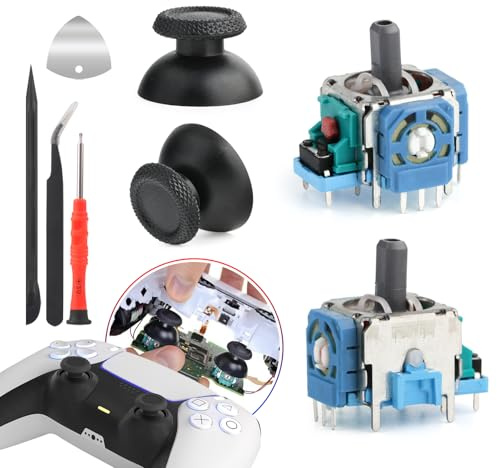 2PCS Módulo de Sensor Analógico Compatible con Play Station 5 PS5 y 2 PCS Cubierta Protectora para Joysticks 3D Analogiques
