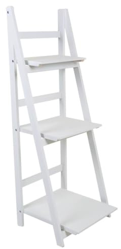 WANDERLUST DECO Estanteria Escalera de Madera Lacado Blanco con Tres estantes