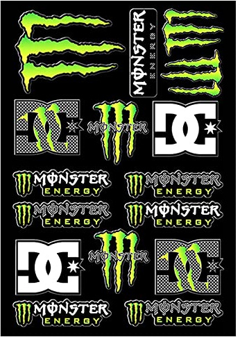Diyxisk Monster Scratch Auto Aufkleber Monster Energy Aufkleber Pfote Bogen Sponsoren Aufkleber Moto Motocross Stickers Kit für Offroad Motorräder und Helme Motorrad Enthusiasten