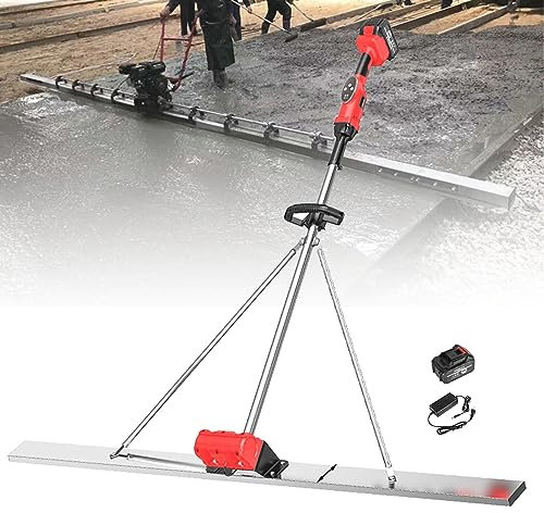 Elektrisches Beton -Vibrationswerkzeug, Beton -Finishing -Vibrationsmaschinenstärke Estrich Batteriezement Vibration Leveler Heavy Duty+Leveling Lineal Beton Vibrationswerkzeug mit 59 Klinge,1Battery