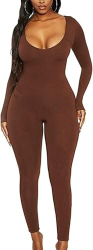 Rongseng Damoverall, sport, yoga, jumpsuit, långärmade, one piece bodysuit bodycon, ropa, leggings, för gym, sport, fitnessklubb, kaffe, S