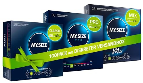 MY.SIZE 100 Kondome 49 mm Megaset Classic + Mix + Pro | Größe 2 | 100 Stück Sparpackung | Premium Kondom extra dünn | gefühlsecht hauchzart | dünne Wandstärke