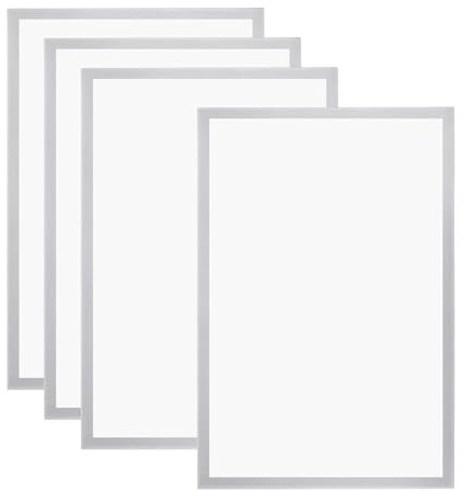 PATIKIL 4 Stück Magnetrahmen, A3 Info-Rahmen selbstklebend Aufklappbarer mit Magnetverschluss bilderrahmen für Postkarte Hinweis Zeichnung, Transparente Oberfläche, Silber