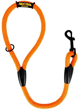 Kurze Hundeleine aus Seil. Orange, 60 cm. | Robustes geflochtenes 12-mm-Polyesterseil für den Alltag, für mittelgroße und große Hunde, in Spanien gefertigt.