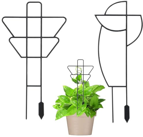 PECZEKO 2 Stück Rankhilfe für Zimmerpflanzen,Garten Pflanzenstütze rankstab, Kunststoff, Dekoration, Rankhilfen für Kletterpflanzen,Blumenstütze Topfpflanzen Rankgitter, Pflanzgitter (Schwarz)