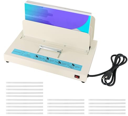 AMGSH 110V Thermal Binding Machine, 1-50mm Binding Thickness, A4 Maximum Binding Length, 500 Sheets Capacity with 20pcs 1/2 (12mm) Glue Strips with mesh Backing for Thermal Book Binder
