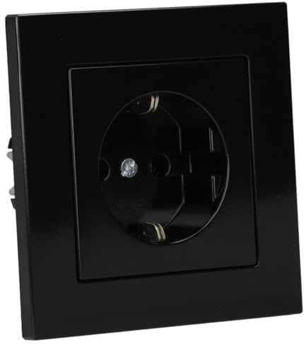 Jung SCHUKO Set Schwarz Serie A AC581SW Rahmen 1-fach + A1520SW SCHUKO® Steckdose
