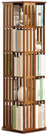 HUHJYUGE Drehbares Bücherregal, Standregal, 360 Grad, Baumförmiges Bücherregal, DVD Regal, Bücherturm Freistehend, für Wohnzimmer, Schlafzimmer, Heimbüro (B 5 Tier)