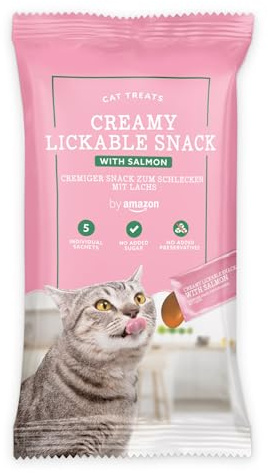 by Amazon Snack leccabile per gatti, salmone, 5 x 15 g, 75 g