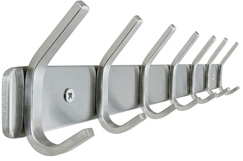 Honsky Wandgarderobe, 304 Edelstahl Hakenleiste mit 7 Doppelhaken (14 Haken), Silber - Für Jacken, Mäntel, Schals