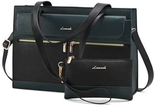 LOVEVOOK Laptop Handtasche Damen 15,6 Zoll, PU Leder 2 in 1 Crossbody Tote Bag Handbag, Groß Business Shopper Tasche Arbeitstasche, Elegant Schultertasche Aktentasche Lehrertasche für Büro Arbeit