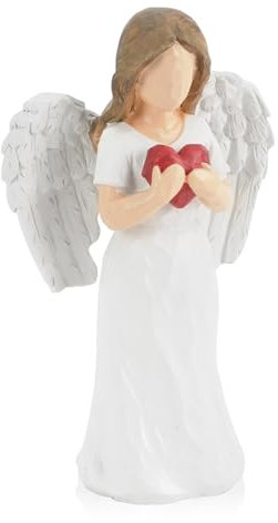 TIE-DailyNec Schutzengel-Statue, Harz Engel Figur, Engel Statuen Halten Herz, Home Decor Ornament Memorial Geschenke Hand gemalt Skulptur für Mütter Tag Thanksgiving Weihnachten (Herz)