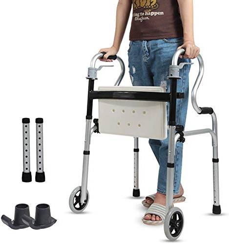 JKJZSALJ Déambulateur Pliable pour Personnes Âgées, Déambulateur Portable Et Robuste, Pliable, pour La Maison, L'Extérieur, Tout Terrain, avec Poignées Souples, Déambulateur De 180 Kg (B sans Roues)