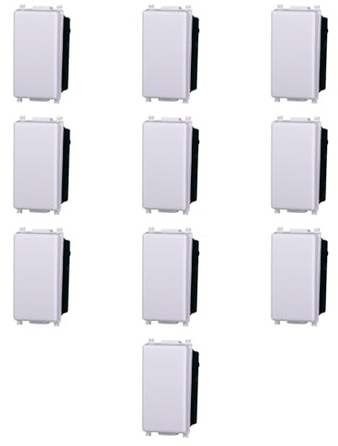 10x Deviatore 16A, Moduli Bianchi, Compatibile Con Vimar Plana, frutti, interruttori, pulsanti, deviatori, dimmer, sensori, PIR, buzzer, Per Placche originali e compatibili