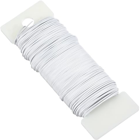 22 Gauge White Metal Floral Stem Wire, Flexible Paddle Florist Garden Wire for Crafts, Gardening, Christmas Wreaths Tree Decoration, Flower Arrangement, Wedding DIY Bouquet Stem Wrapping