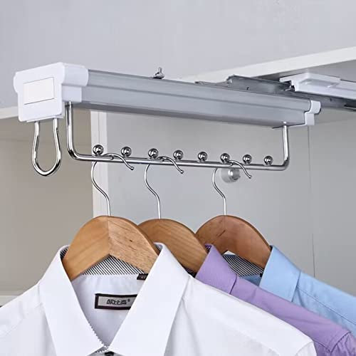 Kleiderstange aus Edelstahl, ausziehbare Kleiderstange mit Dämpfer, ausziehbare Kleiderstange für Hosen, Mantel, Kleiderschrank, Hosenbügel, Kleiderschrank, Organizer, Traglast 30 kg