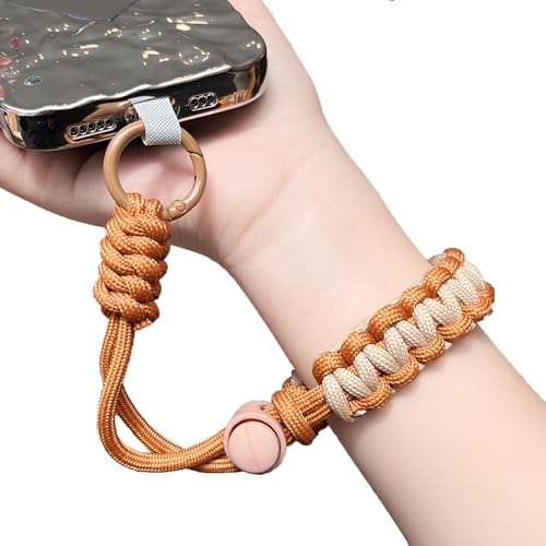 SURDOCA Adjustable Phone Lanyard, Camera Wrist Strap, Handmade Wrist Lanyard, Phone Wristlet, Anti Theft Cell Phone Strap, Brown