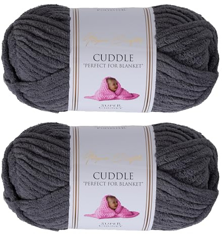 Utopia Crafts Cuddle Super Chunky Chenille Soft Yarn 2X 100g (Steel Grey)