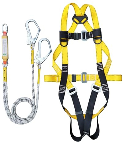 Harnais De Sécurité - Harnais De Travail Corporel Complet Pour La Construction | Polyester Avec Matériel En Acier, Kit De Protection À L'automne À 5 Points Avec Corde Et Boucles, Équipement D'escalade