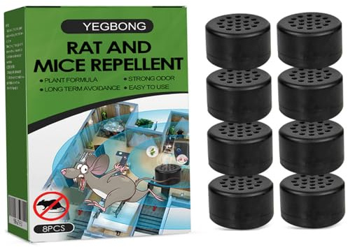 Repellente per topi e roditori, 8 pezzi repellente per topi con olio di menta piperita naturale, per armadio motore auto, garage interno ed esterno, sicuro per animali domestici