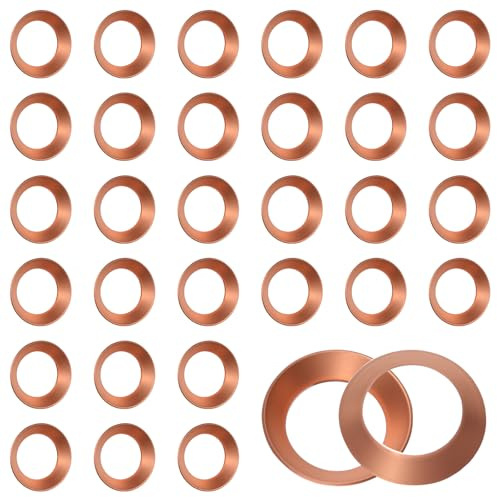 Glarks 30pcs Kupfer Flare Dichtung Kit, 45 Grad Kupfer Flare Fitting, passend für 3/8 '' Rohrgrößen, Messing Flare Dichtungen Dichtung für Klimaanlage, Kühlzubehör, Gas