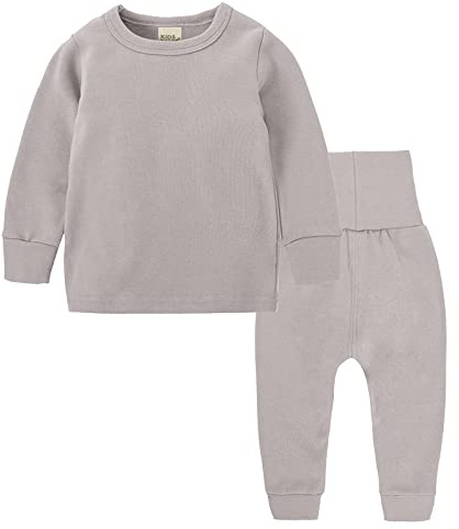 Thermounterwäsche Kinder Skiunterwäsche Warme Thermo Unterwäsche für Jungen Mädchen Baby Weiche Funktionswäsche Thermowäsche Elastische Thermoleggings Fleece Thermoshirt (Grey, 12-24 Months)