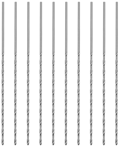 QWORK® 10pcs 120mm Long Drill Bits Set, 2mm HSS Twist Drill Bits for Metal, Wood, Plastic, and PVC