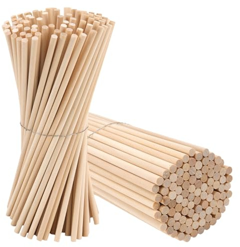 ZEONHEI 300 Stück 20cm Holzstäbe zum Basteln 5mm Durchmesser, Rundholz Holzstäbchen zum Basteln, Holzstäb Rund Dübelstangen Holz für Modellbau, Malerei, DIY Handwerk