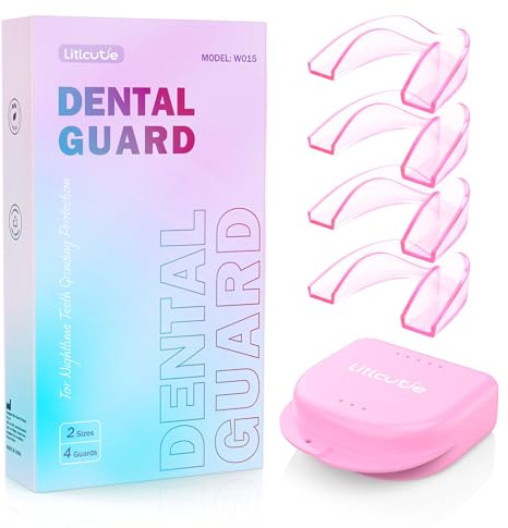 Litlcutie Confezione Da 4 Dentali Modellabili per la Notte, Paradenti Piccoli Studiati Per Le Donne, Custodia Ventilata per la Protezione Denti con Specchio d'Ingrandimento 5X