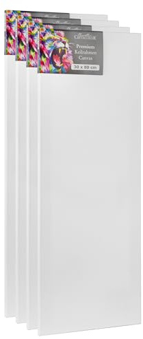 Cretacolor Keilrahmen 30x80cm - 4er Set - 1,5cm Holzrahmen - Malleinwand | Künstlerleinwand zum Bemalen, 4er Set, 30x80cm, Keilrahmen, für Acrylfarben und Textilfarben