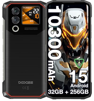 DOOGEERugged BLADE10MAX Telephone Portable Incassable, 10300mAh, 6.56”HD+ & 1.54” Écran Arrière, 32Go+256Go/2To, 50MP Caméra Android 15 Smartphone Incassable, UNISOC T7200/NFC/OTG/IP68