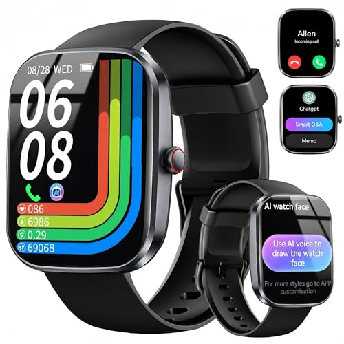 AI Smart Watch for Men Women with ChatGPT Assistant, AI Health Reports 2026 | 1.91 HD Fitness Watch Smartwatch with Bluetooth 5.4 Calling, 200+ Watch Faces, 115+ Sports/IP68 Waterproof for Android iOS