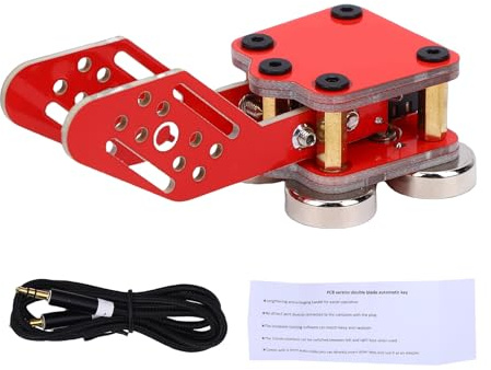 Cuifati CW Keyer Llave de Código Morse de Doble Paleta con Base Magnética, PCB Entrenador Automático de Código Morse Interfaz Universal Jack Tipo C de 3,5 Mm para Teléfonos Inteligentes con