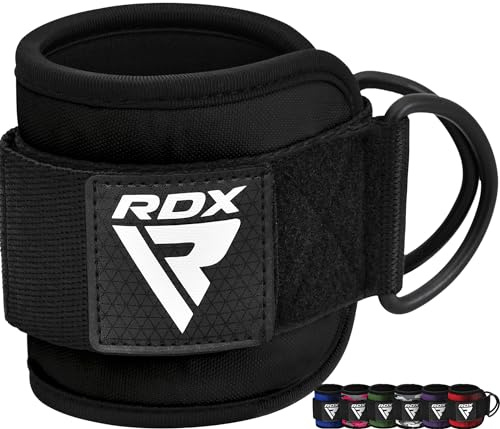 RDX Ankle Straps for Cable Machines – 7MM Neoprene Padded 10x4 Adjustable Gym Cuffs with Dual D-Rings – Weight Attachments for Wrist Glutes Leg Kickbacks Hip Abduction Strength Workouts – Men Women