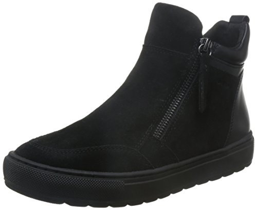 Geox D742QA Breeda - Tenis de moda para mujer con cremallera lateral y goma elástica para un ajuste perfecto, plantilla intercambiable, Negro, 36 EU