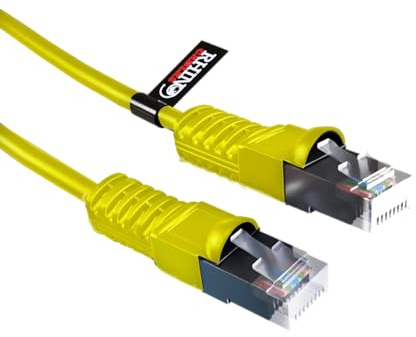 rhinocables FTP Snagless Ethernet Cable – Cat5e Shielded RJ45 Lead with LSZH Jacket for Stable Indoor/Outdoor LAN Installations | High-Speed 350MHz Rating (Yellow, 10m) | Cat5e Shielded RJ45 Lead with LSZH Jacket for Stable Indoor/Outdoor LAN Installations, High Speed 350MHz Rating