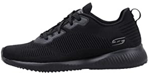 Skechers Women's Bobs Squad Tough Talk Sneakers, Black Engineered Knit Trim, 7 UK