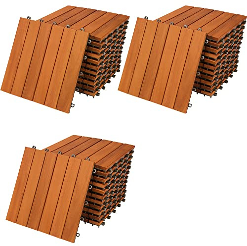 33x Dalles de terrasse en bois d'acacia 30 x 30 cm Dalle clipsable 3m˛ balcon jardin extérieur