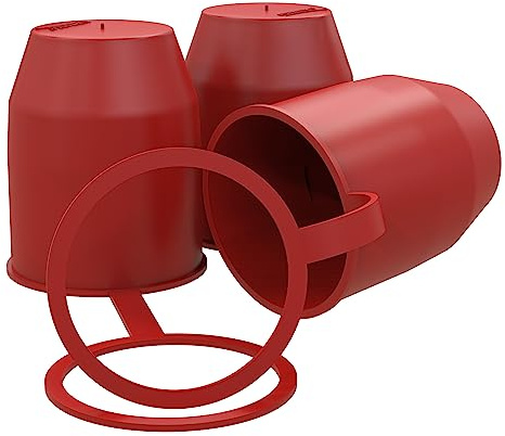 AUPROTEC Schutzkappe Anhängerkupplung mit Sicherungsring Kugelschutzkappe Abdeckkappe mit Schlaufe für Auto Kugelkopf-Kupplung rot 3er-Set