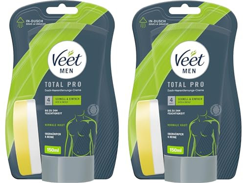 Veet Dusch Enthaarungscreme 2er Pack für Männer für schnelle und effektive Haarentfernung unter der Dusche Veet Men Haarentfernungscreme 2x150ml