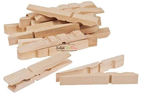 Artif Lot de 100 Demi-Pinces à Linge en Bois Brut, 7 cm, larg. 1 cm, à customiser