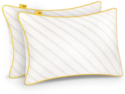Cosi Home® Luxury Memory Foam Pillows 2 Pack with Bamboo Pillow Cover, Cooling Gel Filling & Adjustable Height - Breathable & Machine Washable for Side, Back & Front Sleepers (Size: 71 x 45cm)